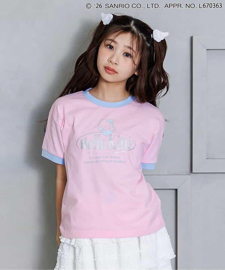 Hello Kitty（Hello Kitty） 天使風撞色領印花T恤