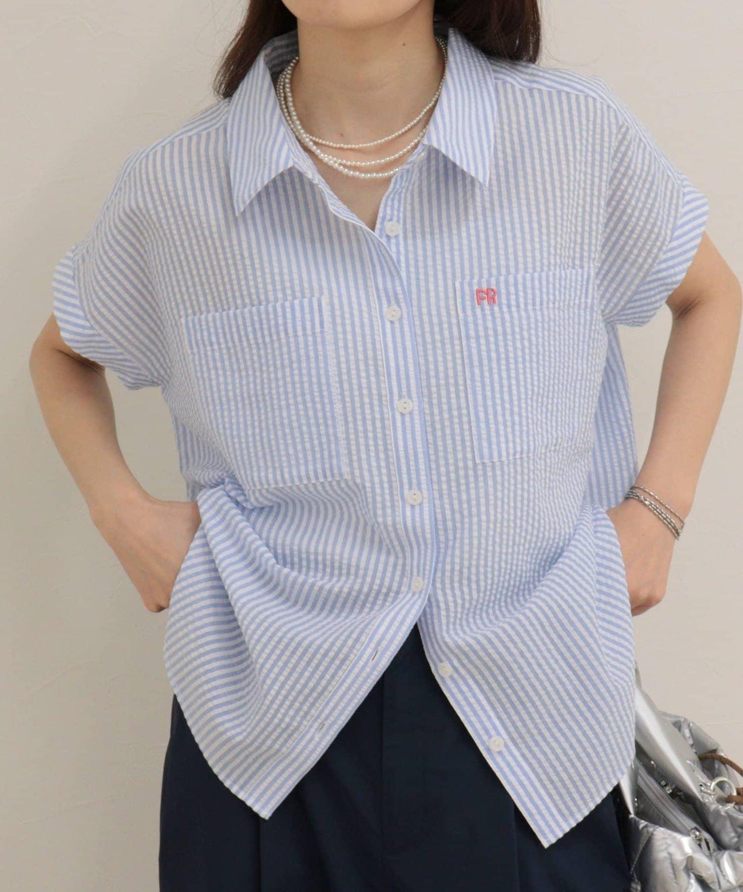 FR刺繡 法式條紋 襯衫