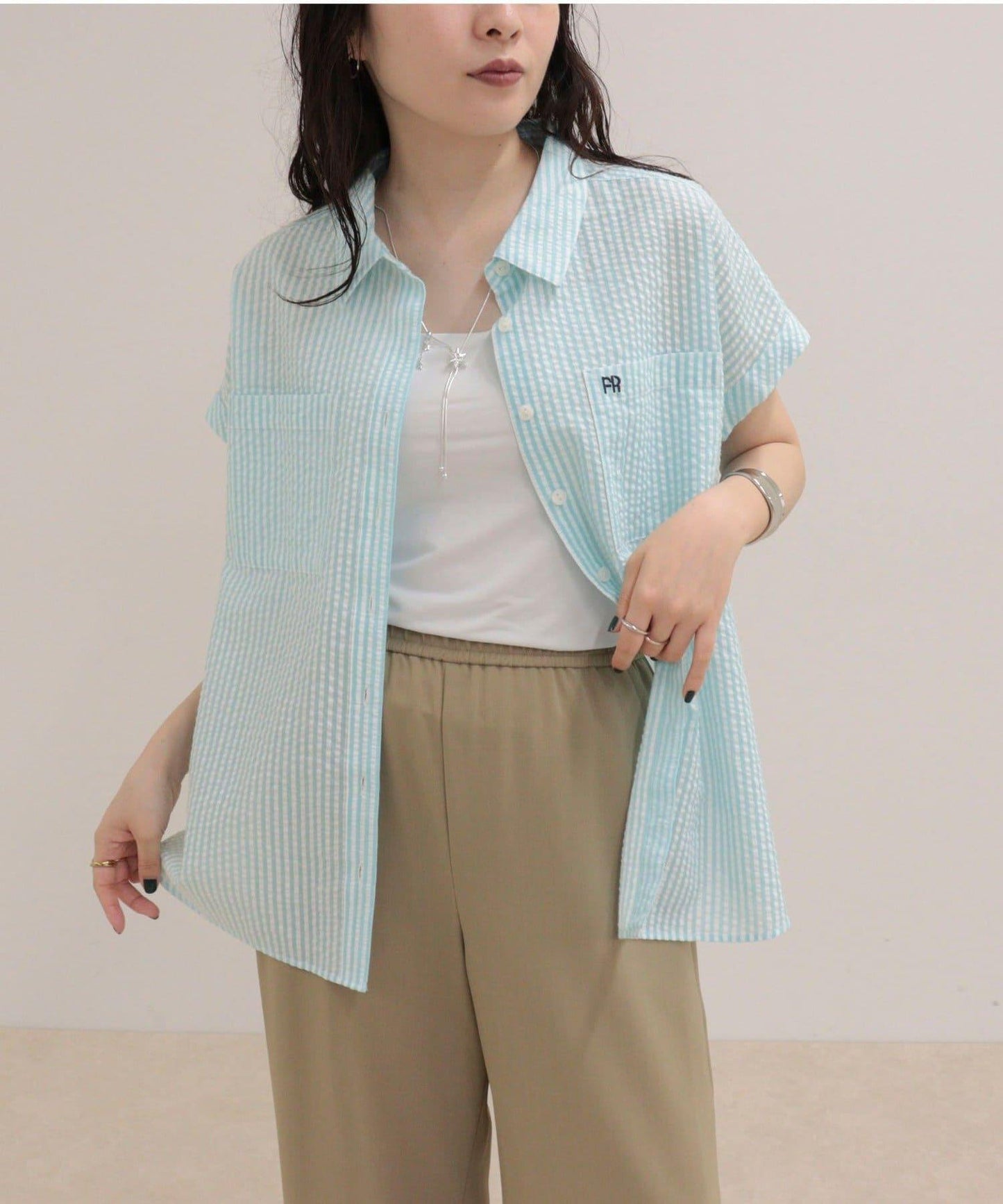 FR刺繡 法式條紋 襯衫