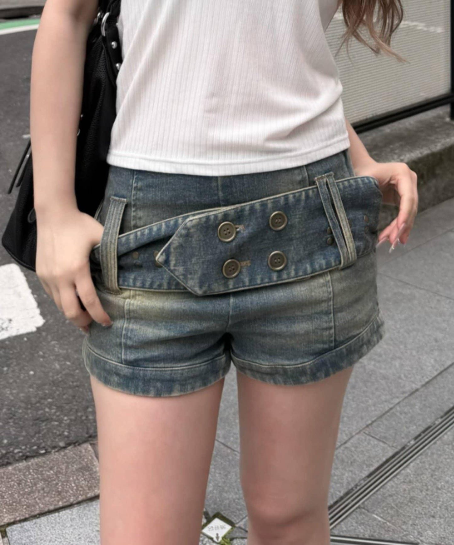 寬腰帶 超短褲