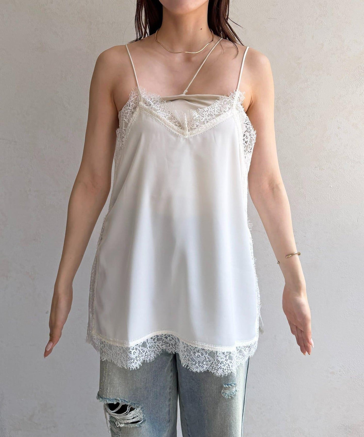 啞光緞面蕾絲吊帶背心