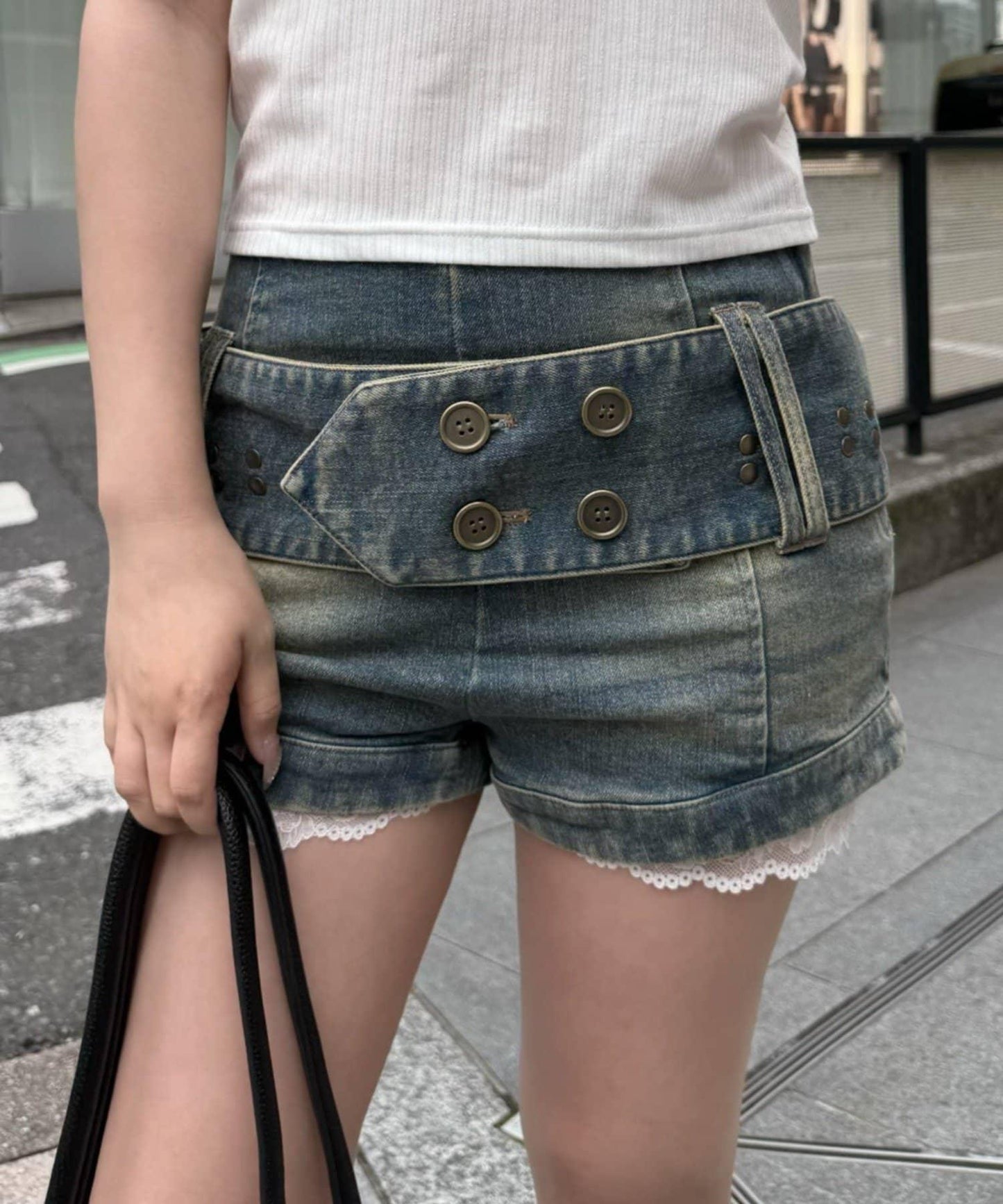 寬腰帶 超短褲