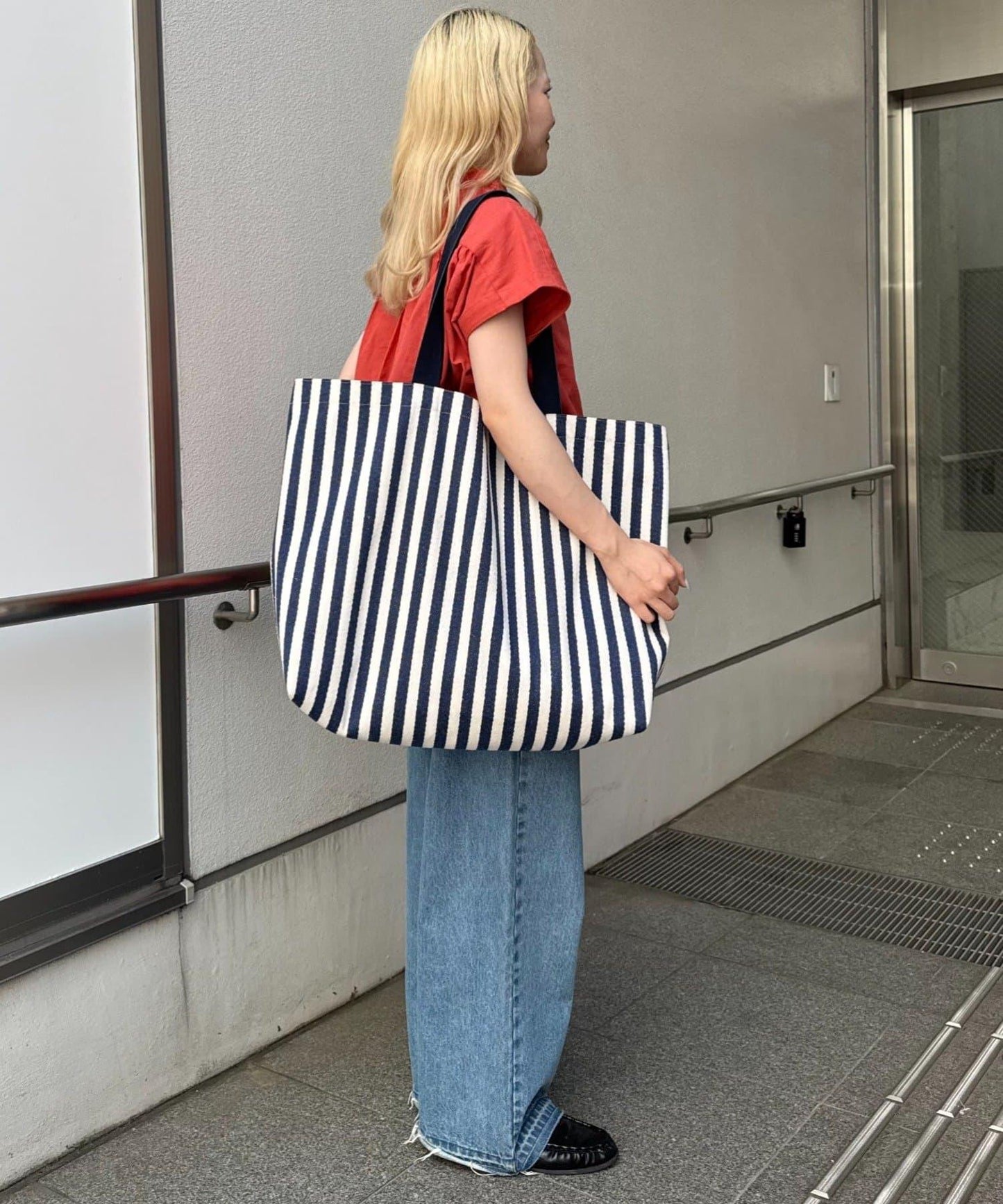 GEVACO/ゲバコ 條紋圖案帆布包