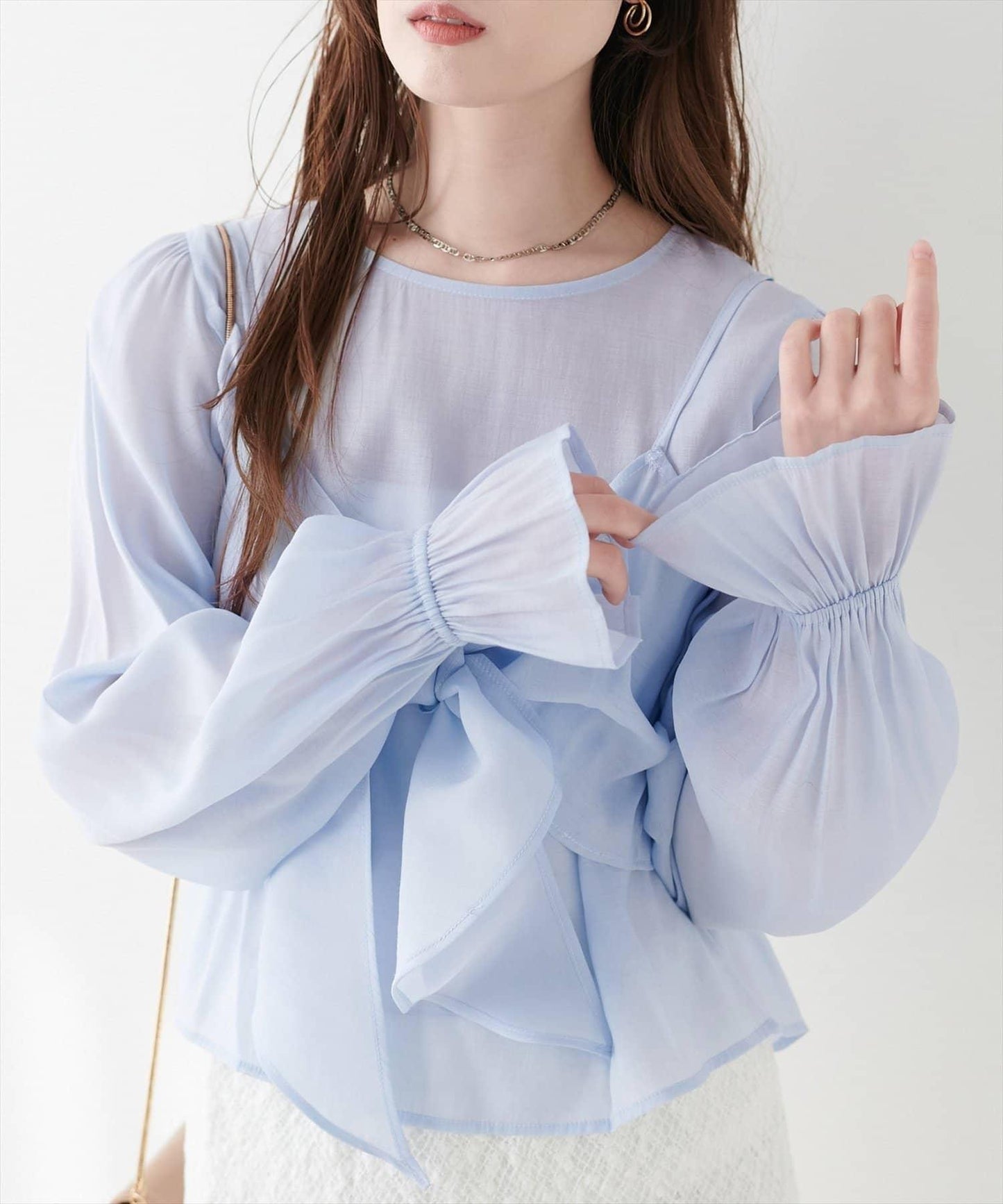 natural couture 蝴蝶結馬甲背心+襯衫套裝