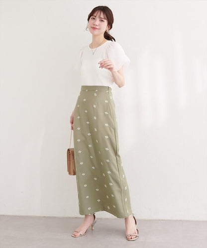 natural couture 花卉圖案 修身 斜紋 直筒半身裙