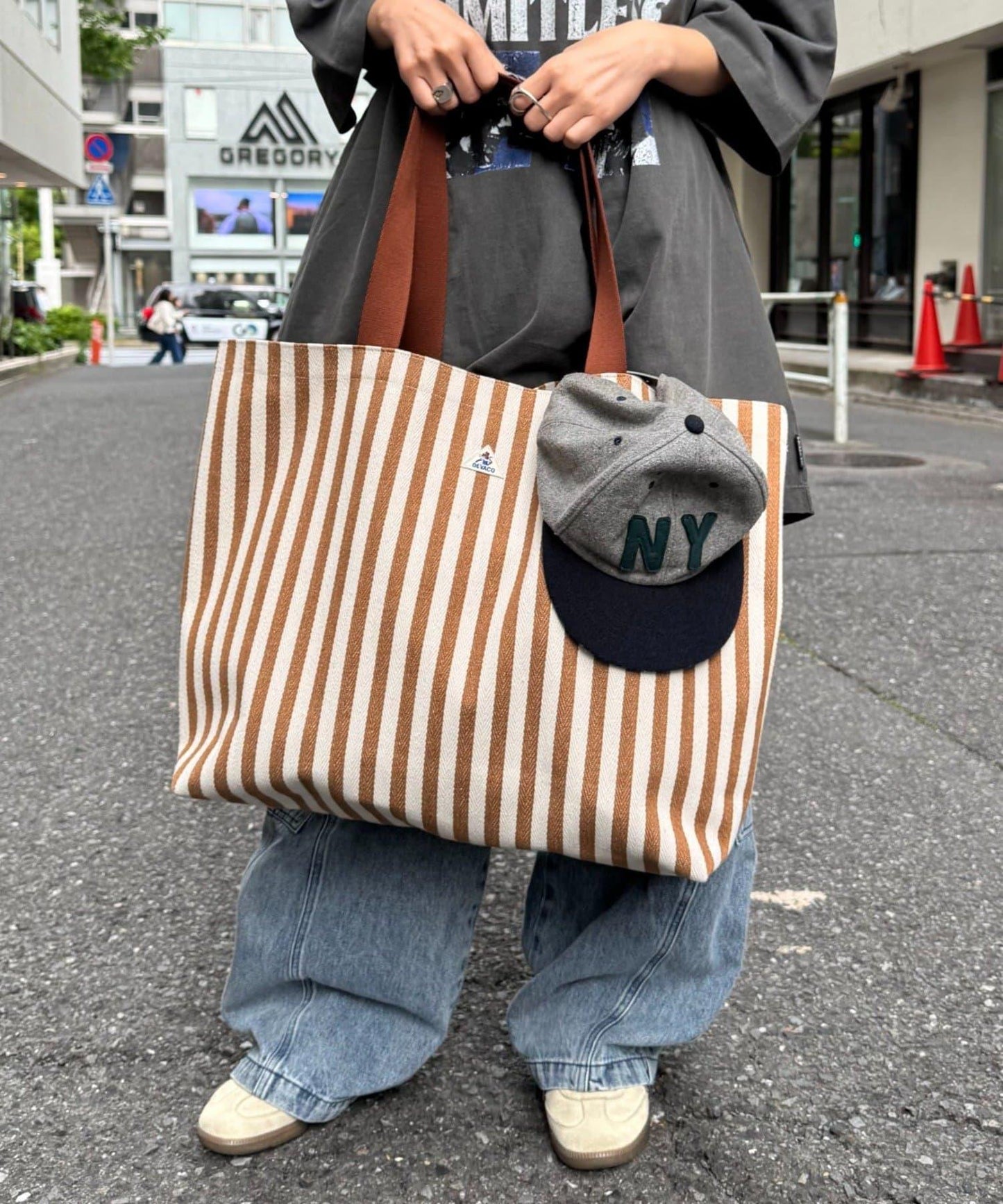 GEVACO/ゲバコ 條紋圖案帆布包