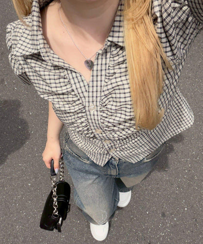 @_puni.moe企畫 全方位可愛 後背繫帶褶皺襯衫