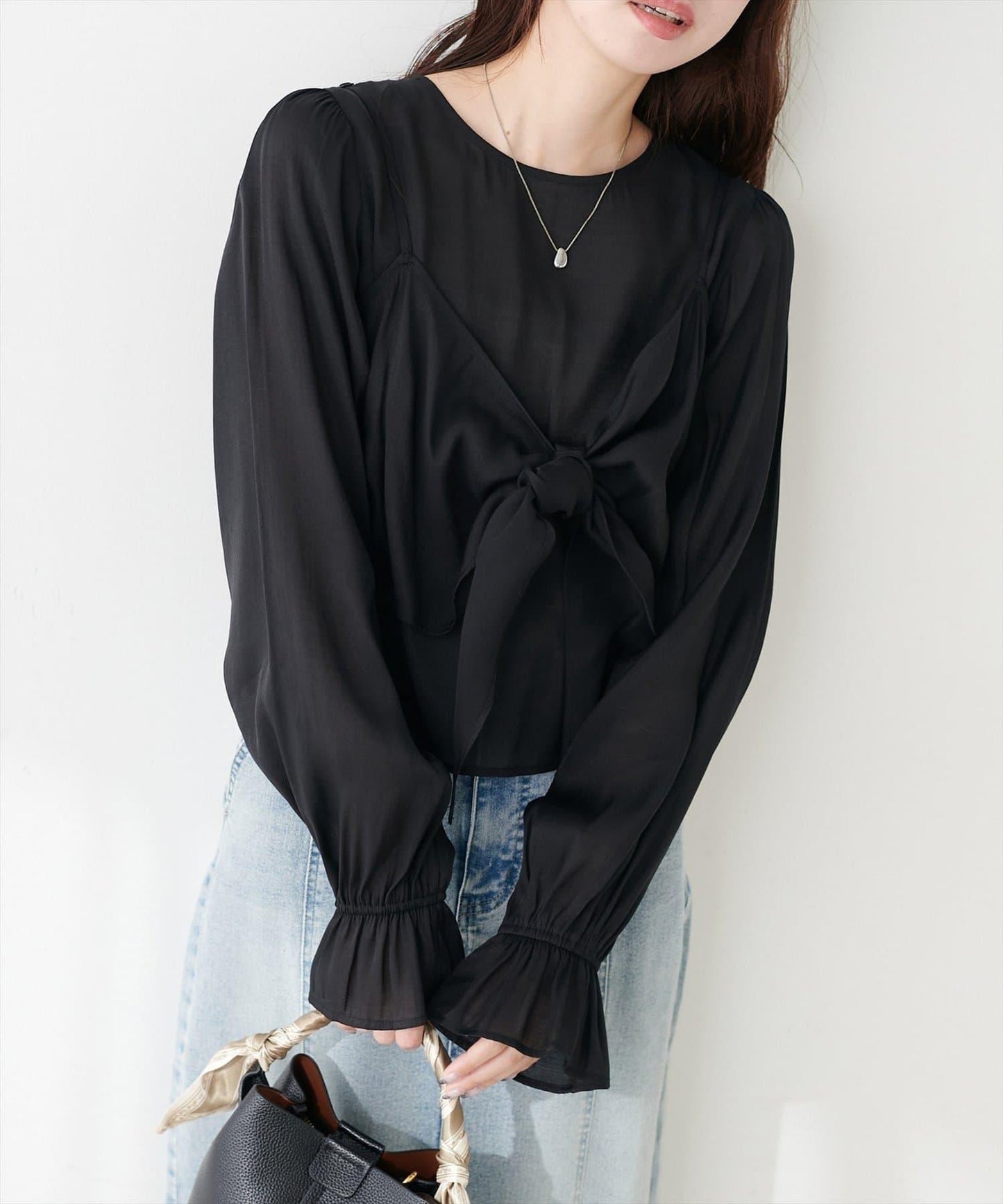 natural couture 蝴蝶結馬甲背心+襯衫套裝