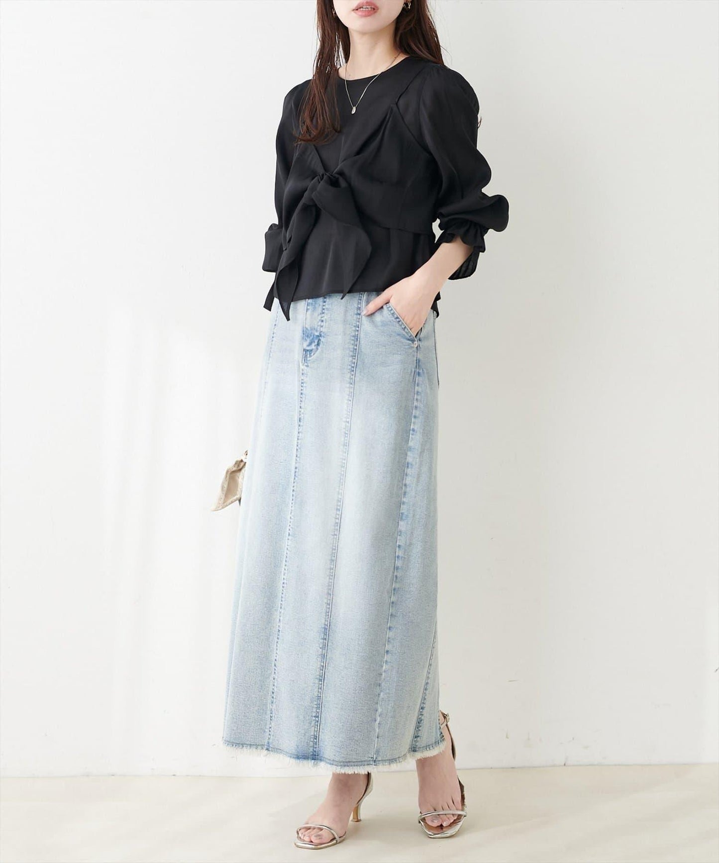natural couture 蝴蝶結馬甲背心+襯衫套裝