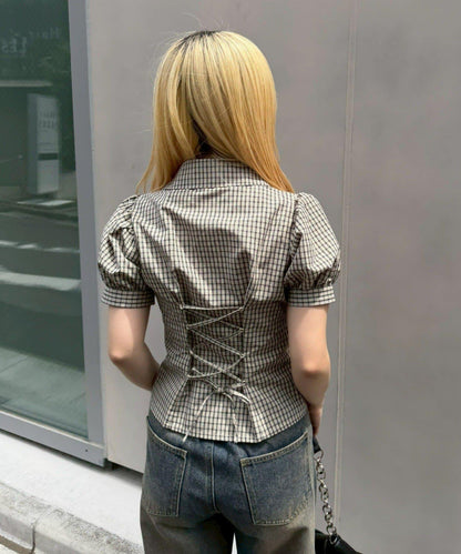 @_puni.moe企畫 全方位可愛 後背繫帶褶皺襯衫
