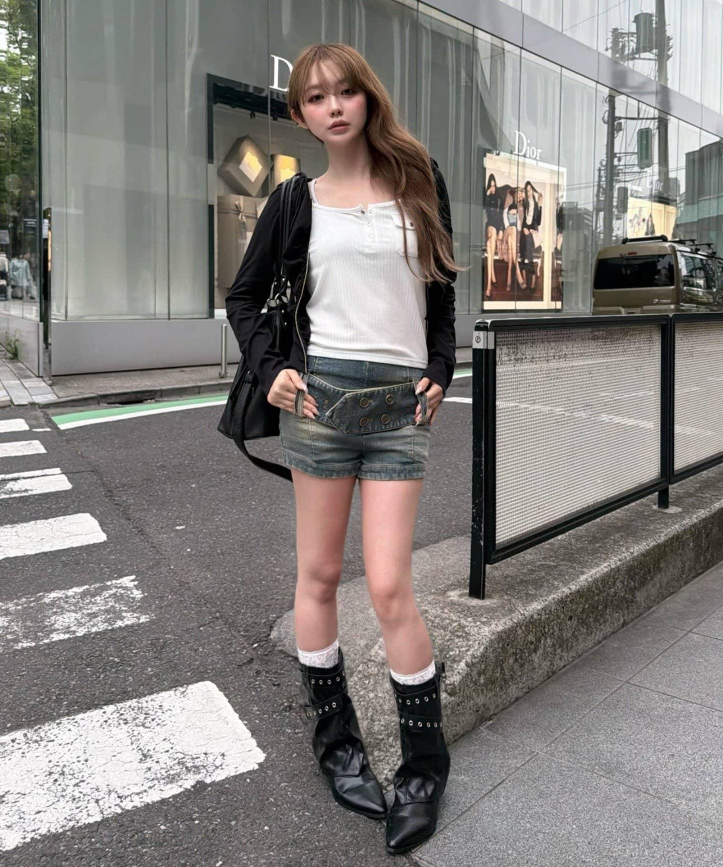 純色蕾絲 抽褶設計 針織 連帽上衣