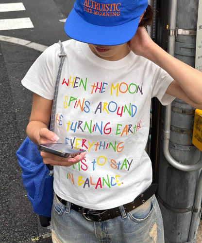 中性手寫字信息Logo短袖T恤