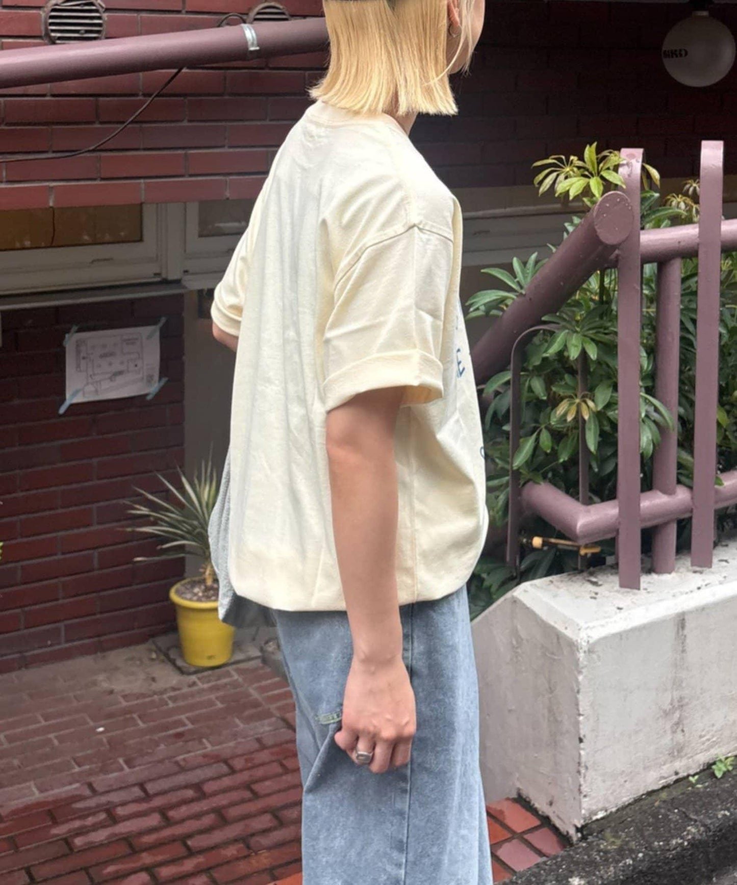 中性手寫字信息Logo短袖T恤