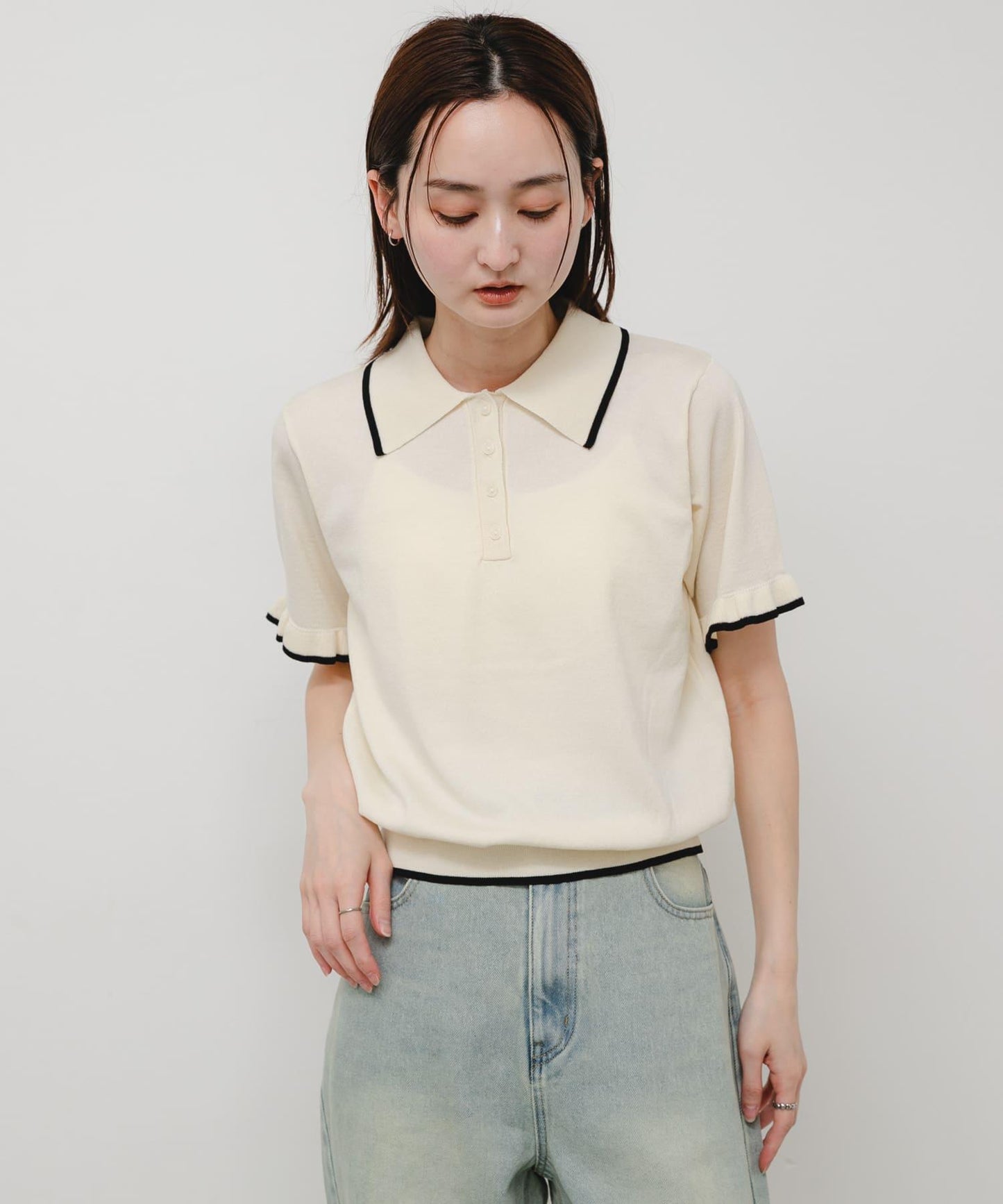 可機洗 荷葉邊 針織 POLO衫