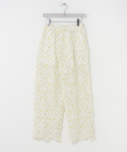 crinkle crinkle crinkle SHEER FLOWER EASY PANTS 休閒褲