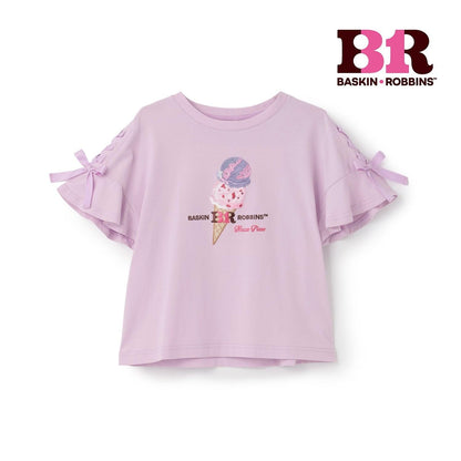 サーティワン アイスクリーム → 品牌名，保持原樣 非 IP 商品 → 全部按服飾規則轉成中文描述 最終商品名如下： 接觸冷感袖部繫帶蕾絲拼接T恤（サーティワン アイスクリーム）
