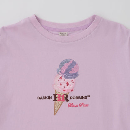 サーティワン アイスクリーム → 品牌名，保持原樣 非 IP 商品 → 全部按服飾規則轉成中文描述 最終商品名如下： 接觸冷感袖部繫帶蕾絲拼接T恤（サーティワン アイスクリーム）