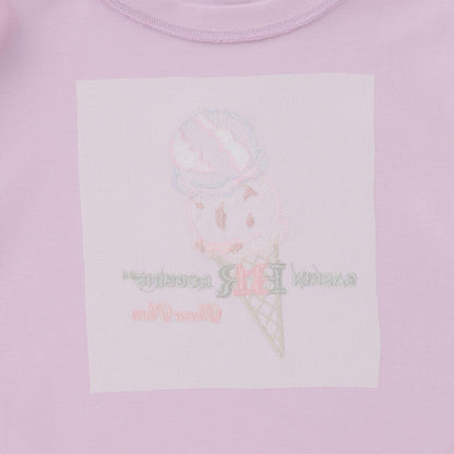 サーティワン アイスクリーム → 品牌名，保持原樣 非 IP 商品 → 全部按服飾規則轉成中文描述 最終商品名如下： 接觸冷感袖部繫帶蕾絲拼接T恤（サーティワン アイスクリーム）