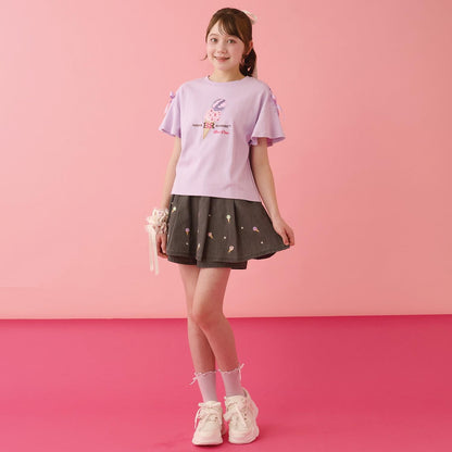 サーティワン アイスクリーム → 品牌名，保持原樣 非 IP 商品 → 全部按服飾規則轉成中文描述 最終商品名如下： 接觸冷感袖部繫帶蕾絲拼接T恤（サーティワン アイスクリーム）