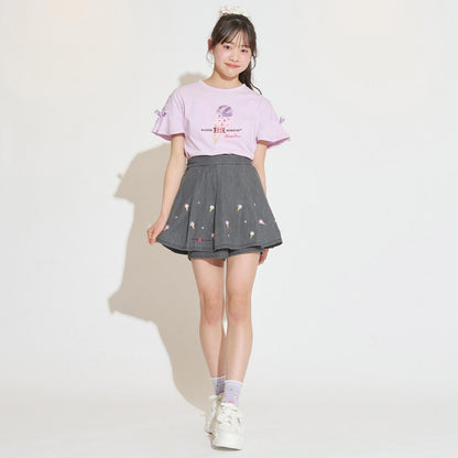 サーティワン アイスクリーム → 品牌名，保持原樣 非 IP 商品 → 全部按服飾規則轉成中文描述 最終商品名如下： 接觸冷感袖部繫帶蕾絲拼接T恤（サーティワン アイスクリーム）