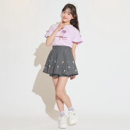 サーティワン アイスクリーム → 品牌名，保持原樣 非 IP 商品 → 全部按服飾規則轉成中文描述 最終商品名如下： 接觸冷感袖部繫帶蕾絲拼接T恤（サーティワン アイスクリーム）