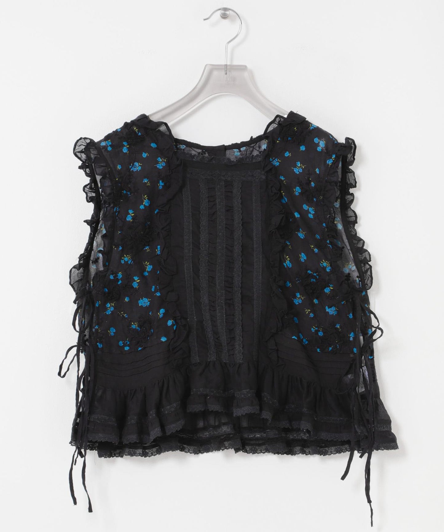crinkle crinkle crinkle SHEER FLOWER VEST BLOUSE 上衣