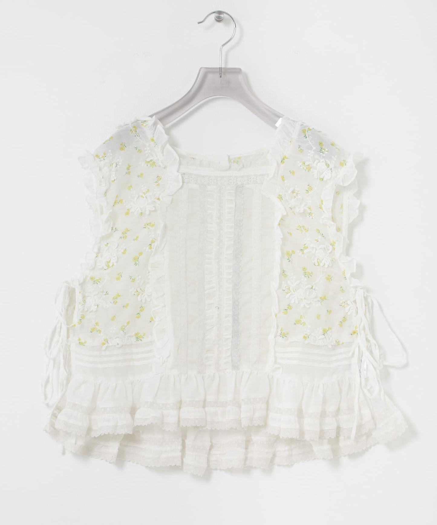 crinkle crinkle crinkle SHEER FLOWER VEST BLOUSE 上衣
