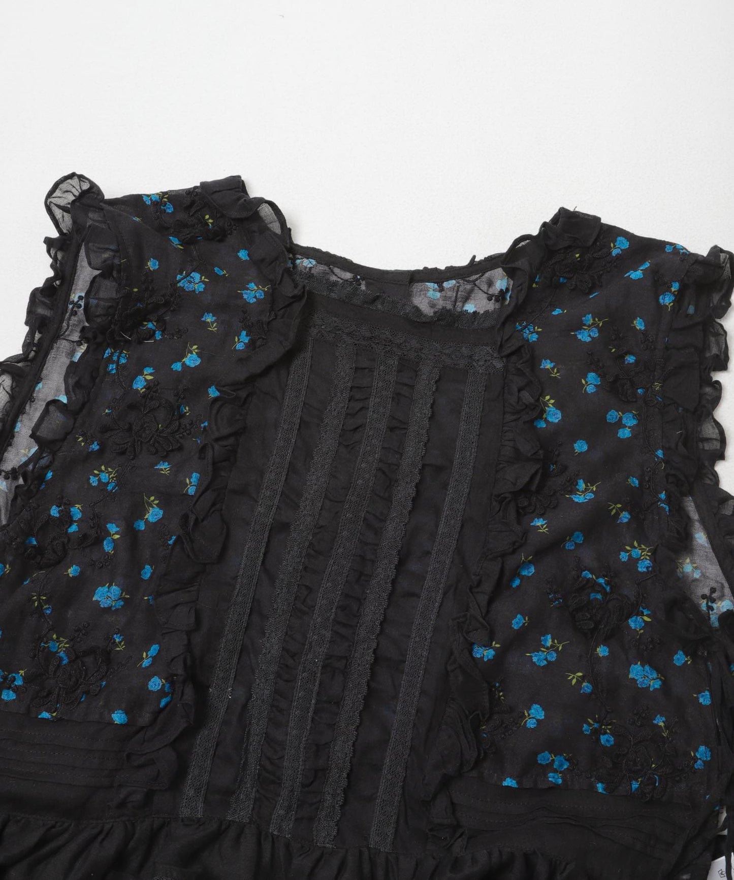 crinkle crinkle crinkle SHEER FLOWER VEST BLOUSE 上衣
