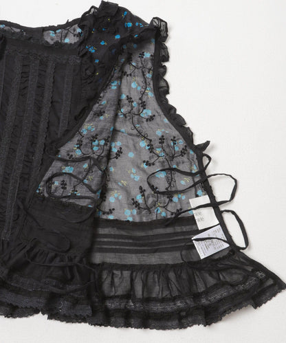 crinkle crinkle crinkle SHEER FLOWER VEST BLOUSE 上衣