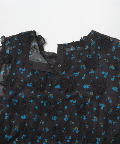 crinkle crinkle crinkle SHEER FLOWER VEST BLOUSE 上衣