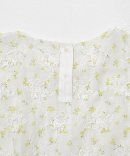 crinkle crinkle crinkle SHEER FLOWER VEST BLOUSE 上衣