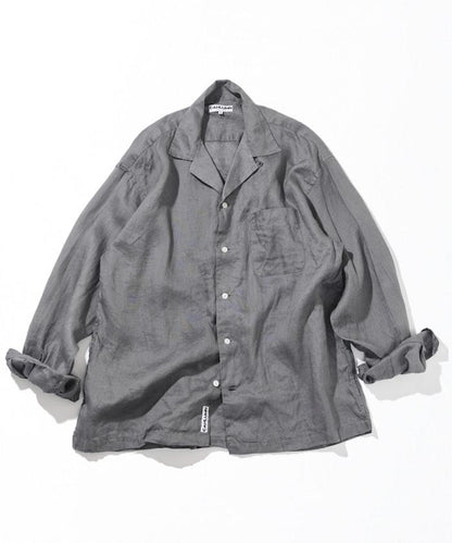 Linen Open Collar Long Sleeve Shirt 襯衫