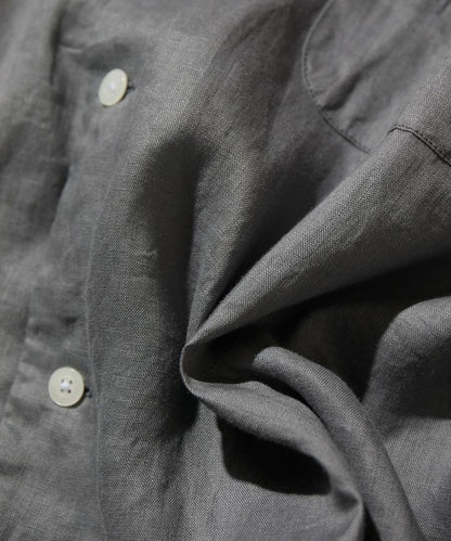 Linen Open Collar Short Sleeve Shirt 襯衫