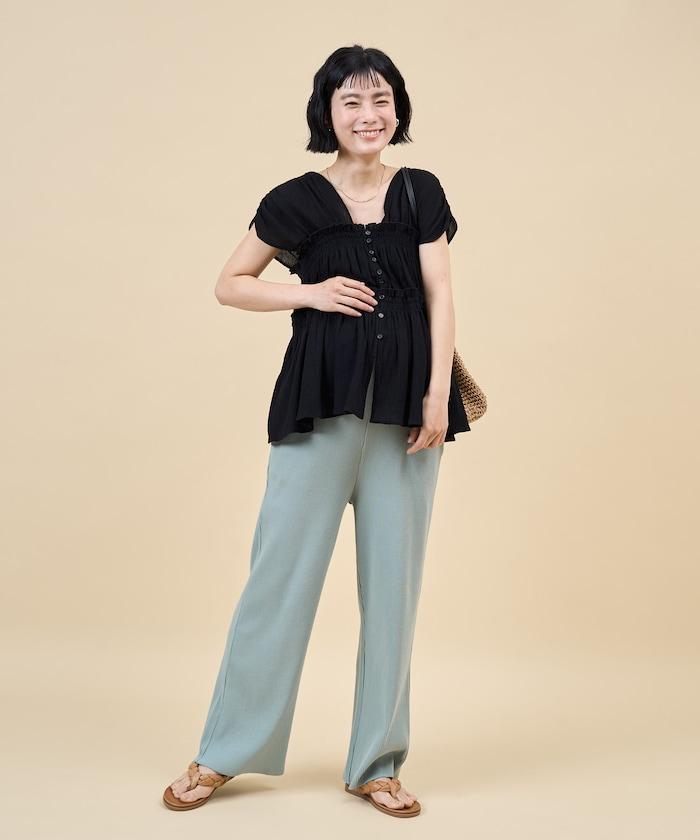 產前產後適用 有機棉 自裁設計 羅紋 孕婦褲