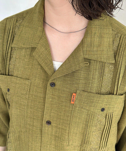 花卉刺繡古巴襯衫