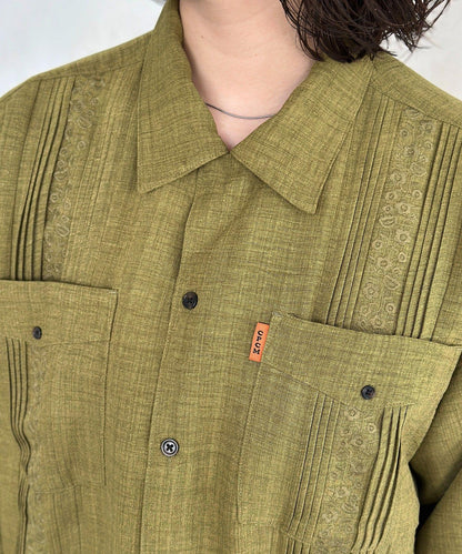 花卉刺繡古巴襯衫