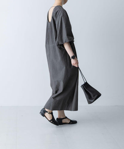 HAVERSACK C/L typewriter質感面料 V領 長款連衣裙
