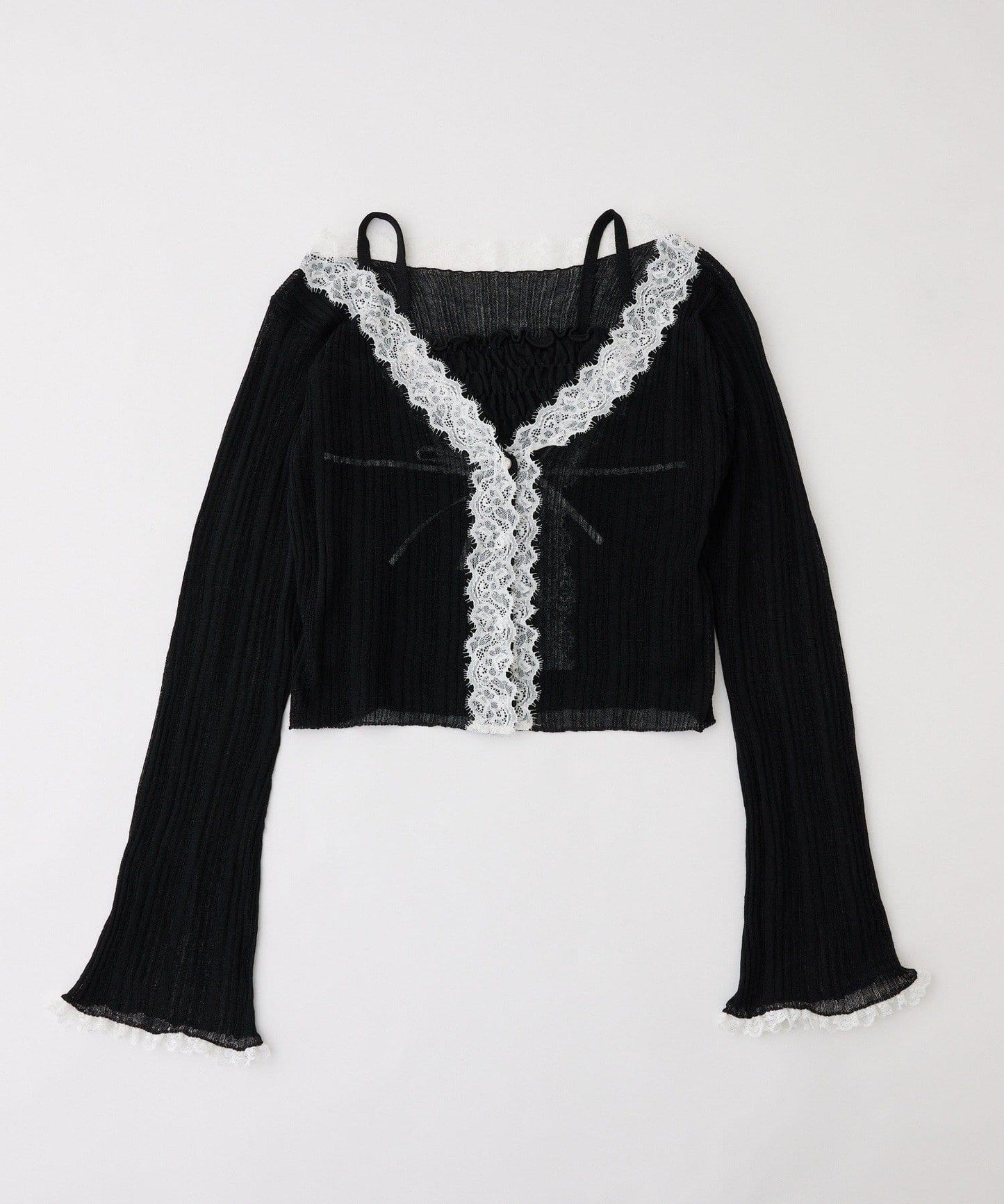 可成套搭配 蕾絲拼接 透紗針織 背心
