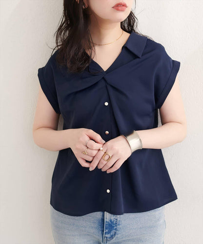 扭褶設計 女式襯衫