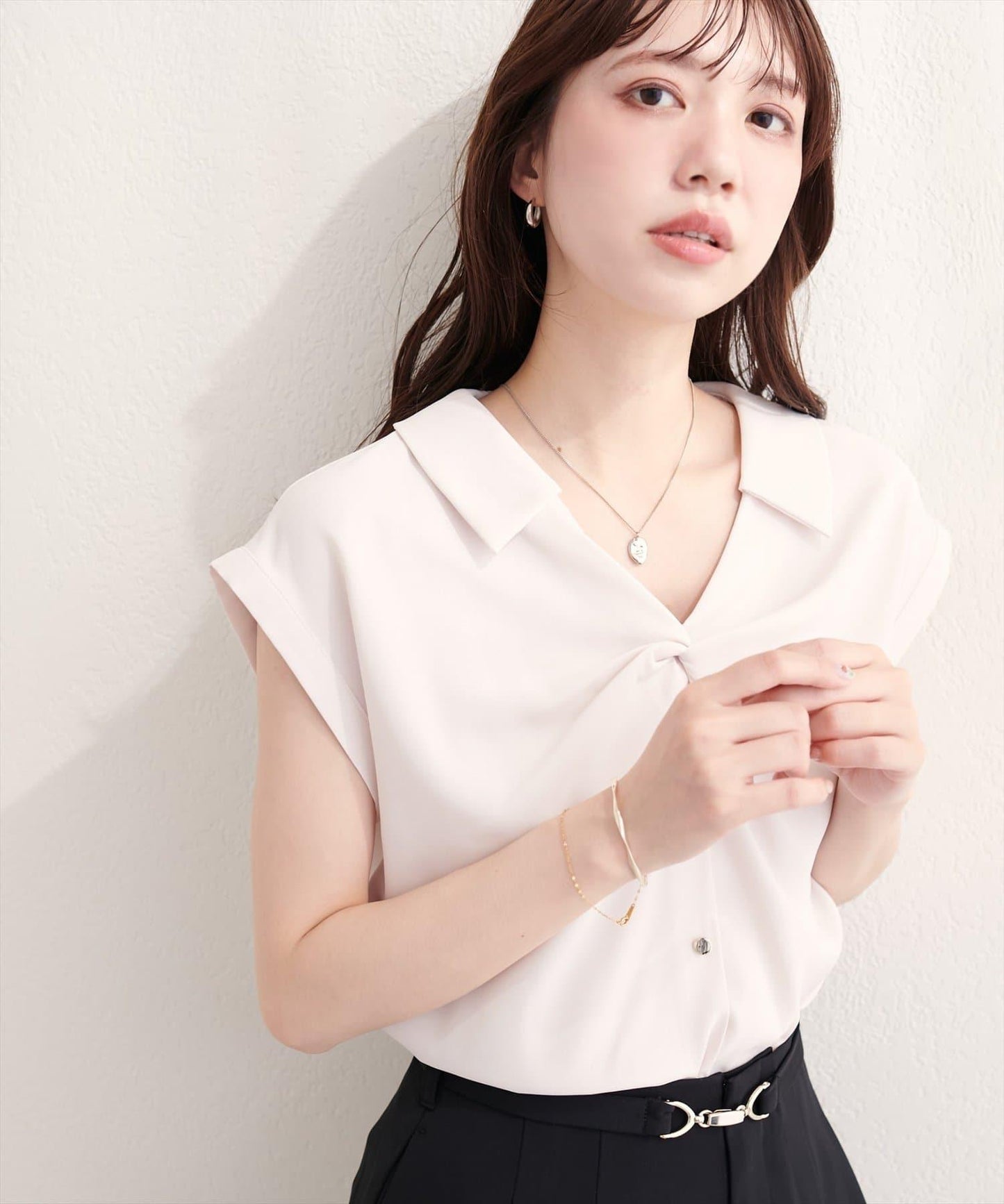 扭褶設計 女式襯衫