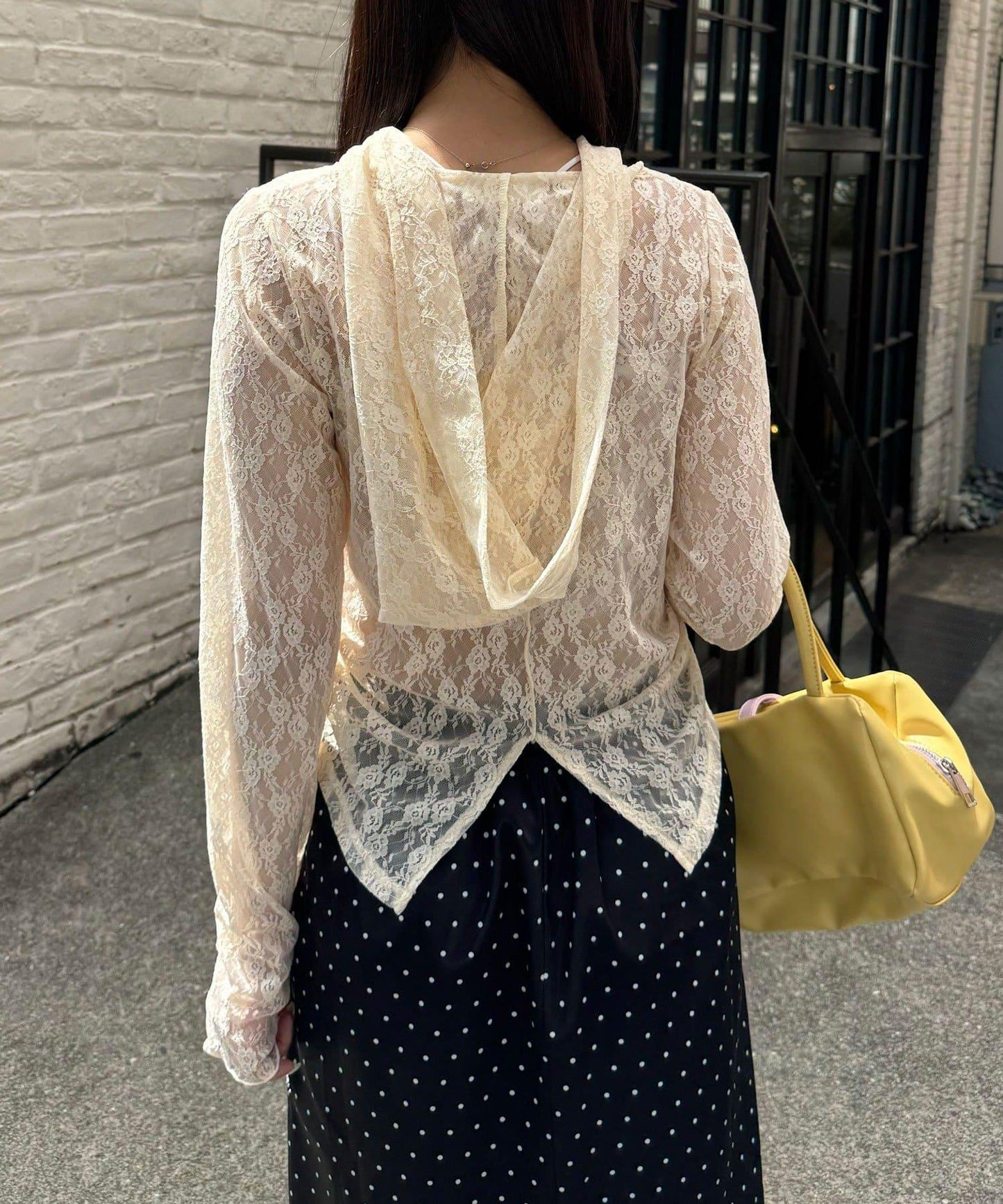 大蝴蝶結蕾絲連帽上衣