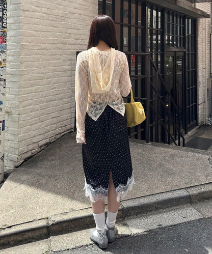 大蝴蝶結蕾絲連帽上衣
