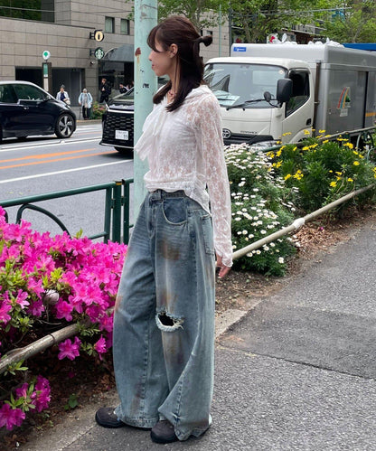 大蝴蝶結蕾絲連帽上衣