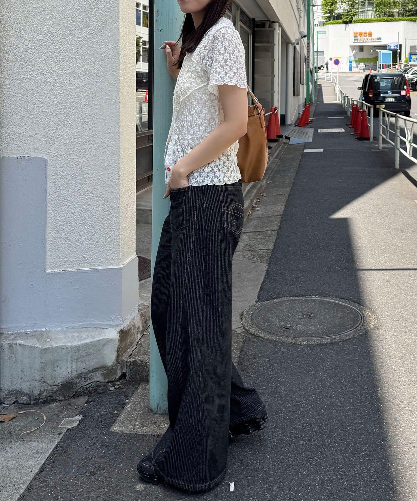 心形紐扣 蕾絲拼接 Polo衫