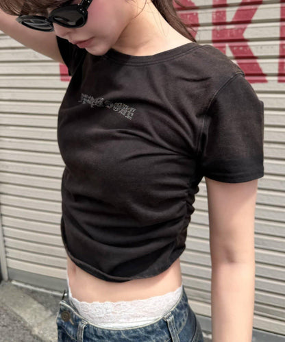 水鑽Logo裝飾短款T恤