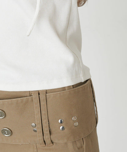 蕾絲拼接掛脖T恤