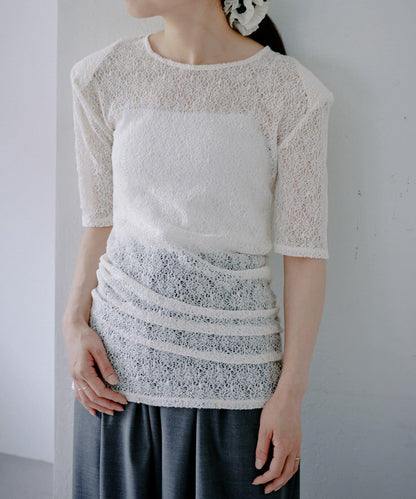 絡編蕾絲設計 pad tee T恤