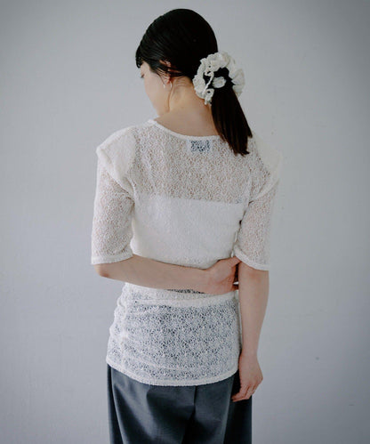 絡編蕾絲設計 pad tee T恤