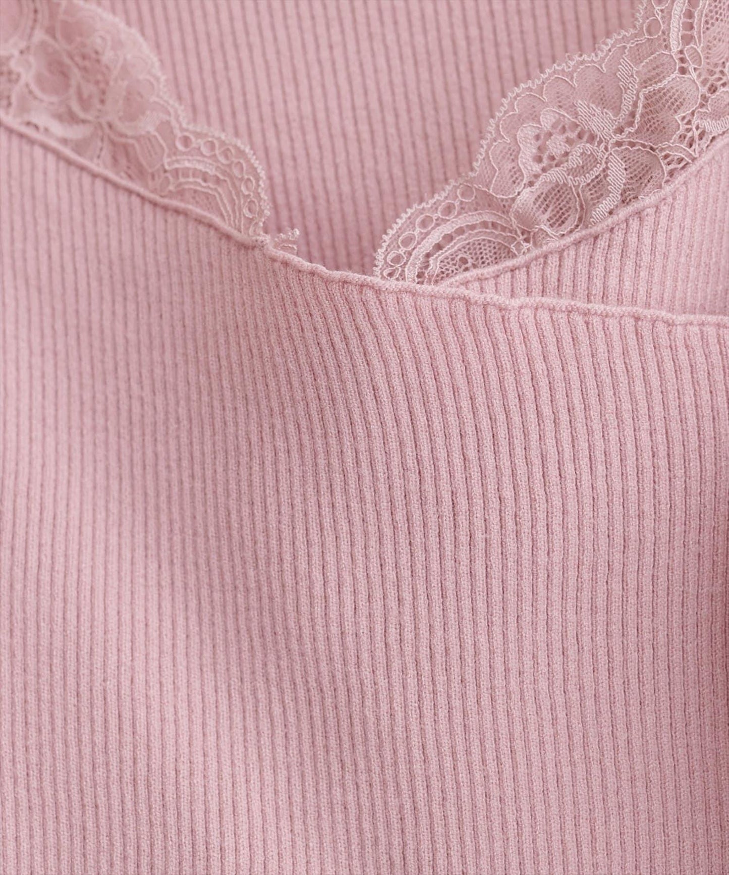 natural couture 不對稱蕾絲領羅紋針織套頭衫