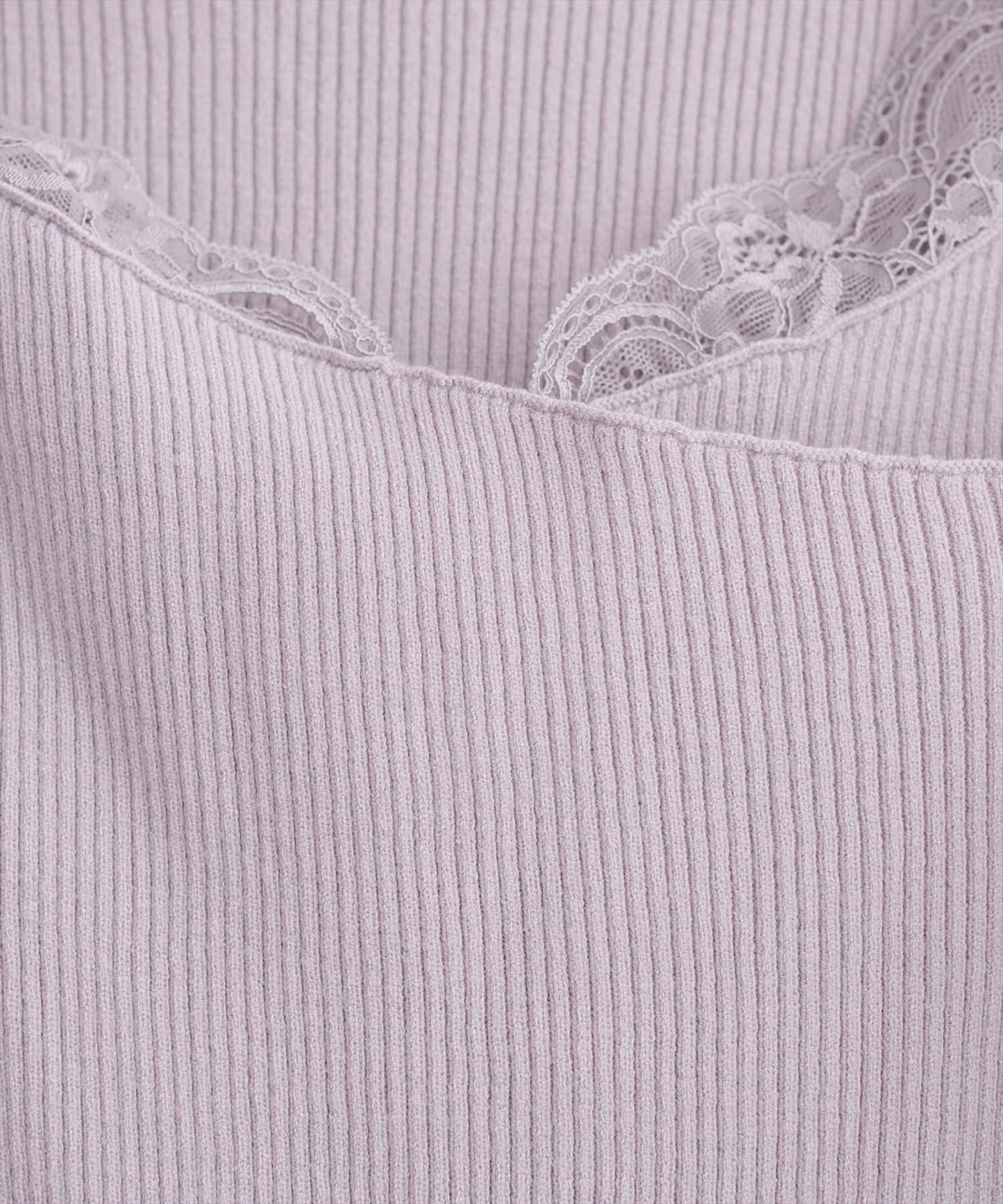 natural couture 不對稱蕾絲領羅紋針織套頭衫